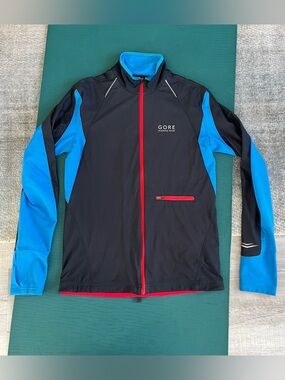 Gore Running Wear Jacket Windstopper Size Medium Blue Black
